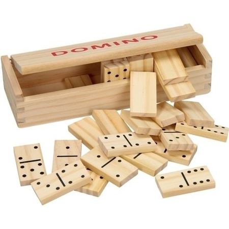 Wooden domino game in chest 28x pieces