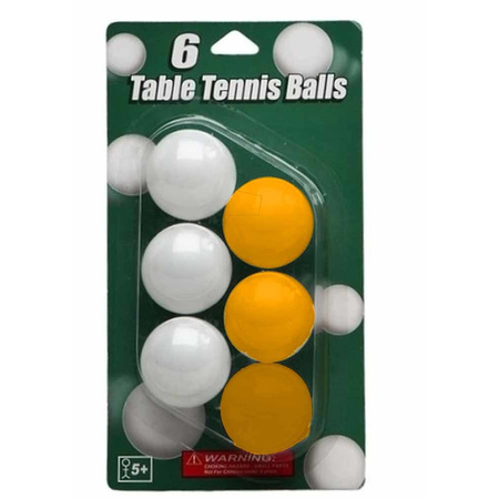 White and yellow ping pong table tennis balls 6x pcs.