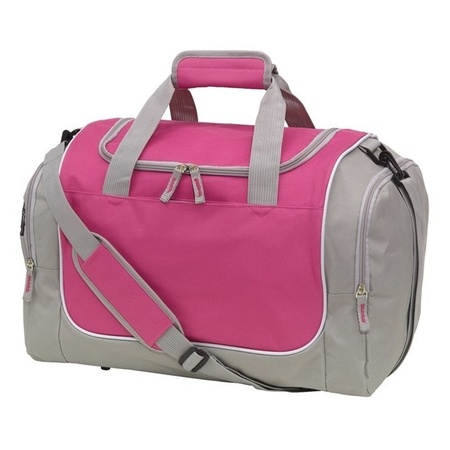 Sports bag with shoe compartment 38 liter grey/pink