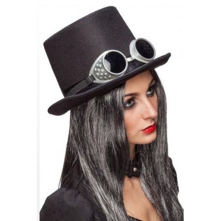 Steampunk hat black with glasses