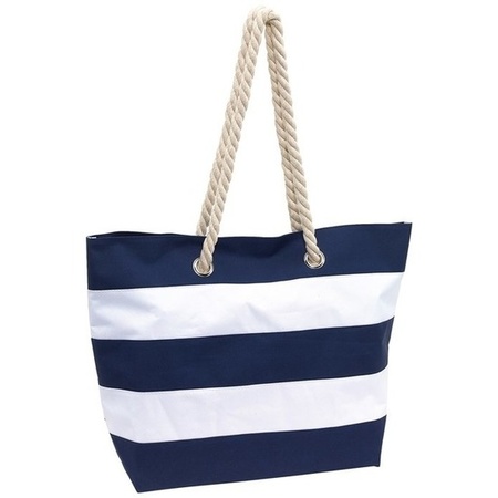 Beachbag striped blue/white 47 cm