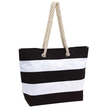Beachbag striped black/white 47 cm
