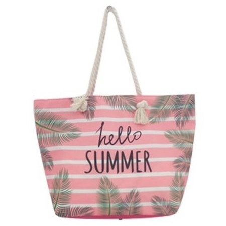 Beachbag pink/white Hello Summer 54 cm