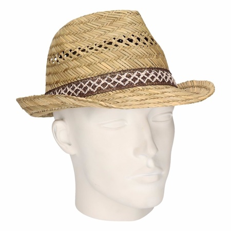Straw trilby hat for men