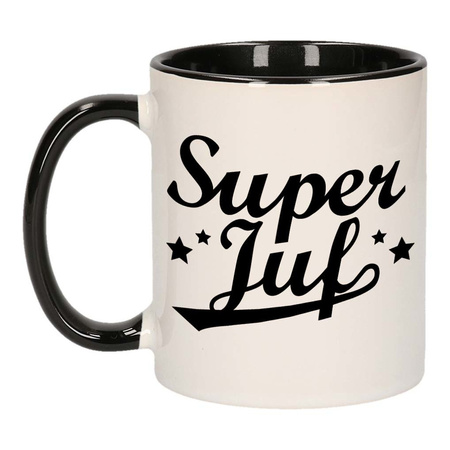 Super juf gift mug black / white 300 ml