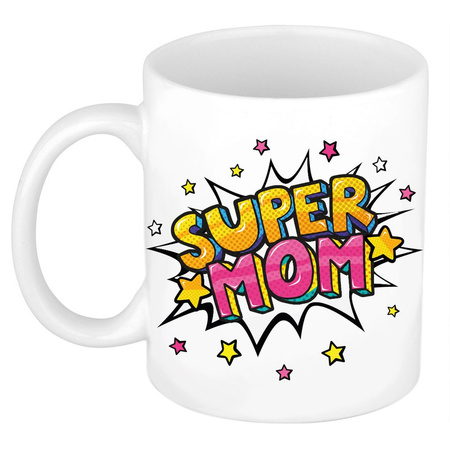 Super Dad mok en Mom pop art mok - Cadeau beker set voor Papa en Mama