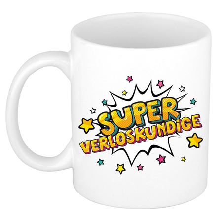 Super verloskundige mug / cup white with stars 300 ml