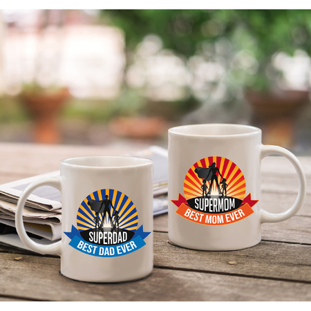 Supermom en Superdad mug - Gift cup set for Dad and Mom