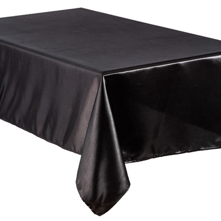 Black tablecover 140 x 240 cm - incl. table runner gold glitter 28 x 300 cm