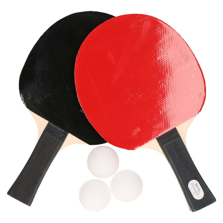 Tafeltennis/Ping Pong set met 2 batjes en 3 ballen in opbergtas