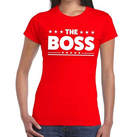The Boss tekst t-shirt rood dames