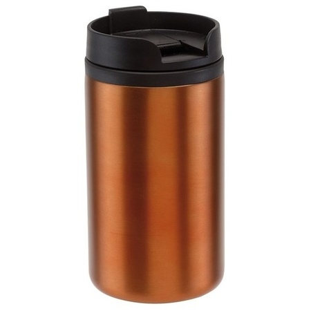 Set of 2x Thermos cups silver and orange 290 ml
