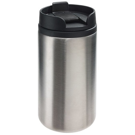 Thermosbeker/warmhoudbeker metallic zilver 290 ml