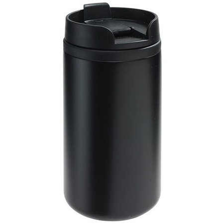 Set of 2x Thermos cups black and silver 290 ml
