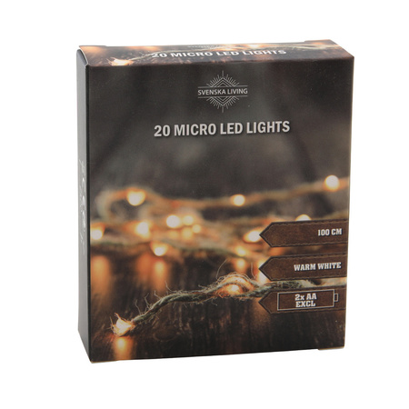 Rope lighting with 20 micro LED lights on battery 100 cm