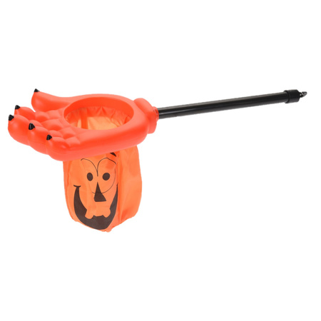 Pumpkin trick or treat candy basket with handle L53 x W14 cm