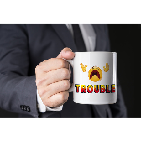 Trouble gift mug / cup white and black