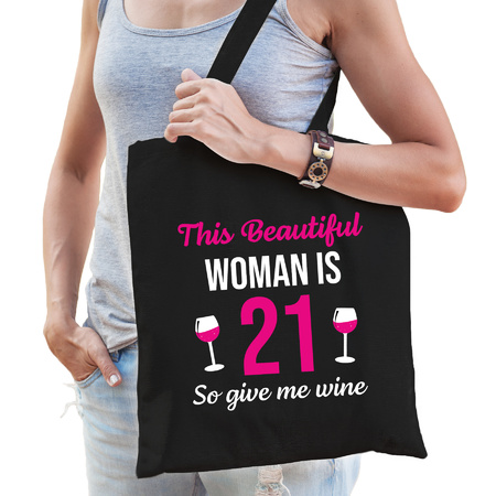 Birthday bag 21 year - this beautiful woman is 21 give wine black for women