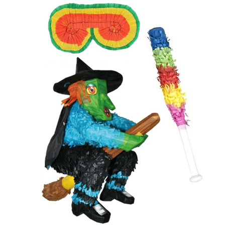 Pinata Witch theme set 48 cm with mask and stick