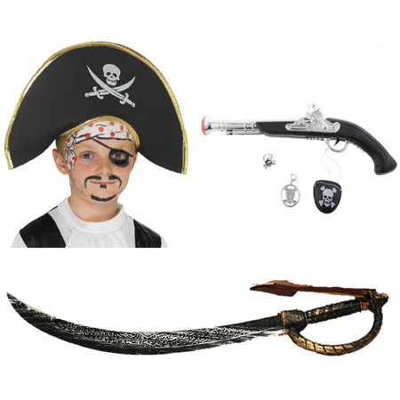 Carnaval toys weapons plastic pirates gun/sword and hat