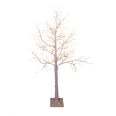 Verlichte figuren witte lichtboom/metalen boom/berkenboom met 120 led lichtjes 130 cm