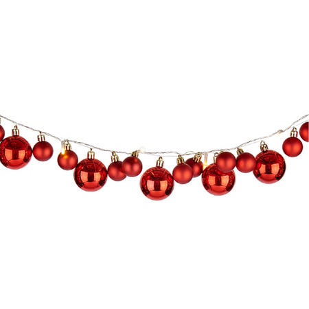Christmas garland with 93 LED baubles red 180 cm