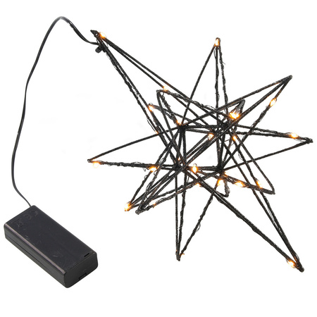 Illuminated christmas star black 25 cm on batteries with timer