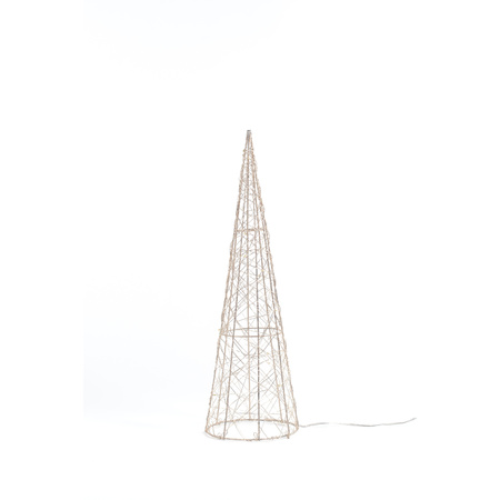 Verlichte LED kegel kerstboom - goud - H40 cm - metaal - piramide