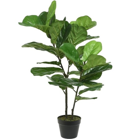 Green Ficus carica/fig tree artificial plant 97 cm in pot
