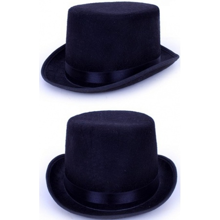 Carnaval verkleed set Aristoctaat/Gentleman Allister - Hoge hoed met plaksnor - Heren