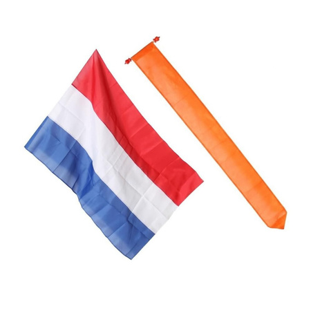 Voordelige Nederlandse vlag inclusief oranje wimpel 90 x 150 cm
