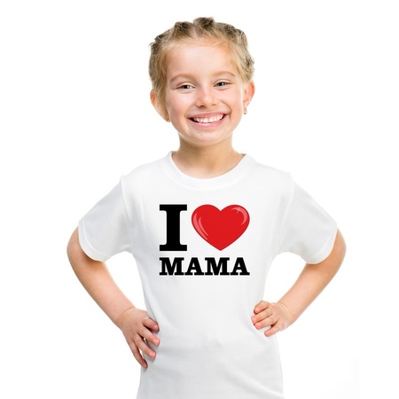 Wit I love Mama t-shirt kinderen