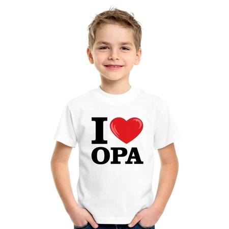 Wit I love Opa t-shirt kinderen