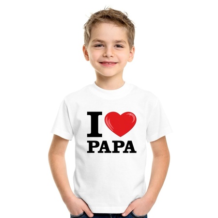 Wit I love Papa t-shirt kinderen