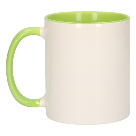 White with green blank mug