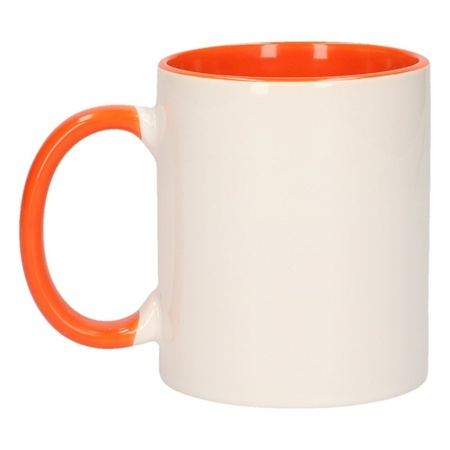 White with orange blank mug