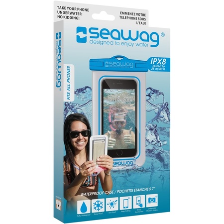 White/blue waterproof sleeve for smartphone/mobile phone