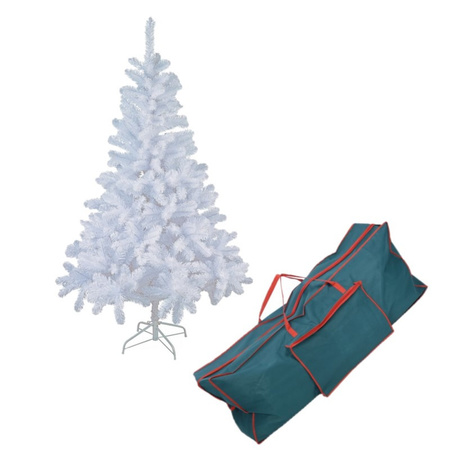 White artificial Christmas tree / artificial tree 150 cm with storage bag