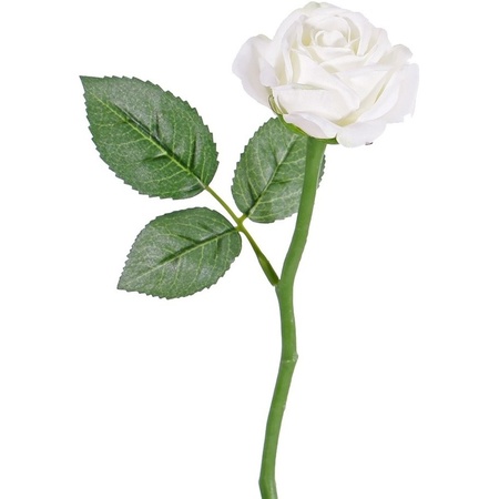 Witte roos kunstbloem 27 cm