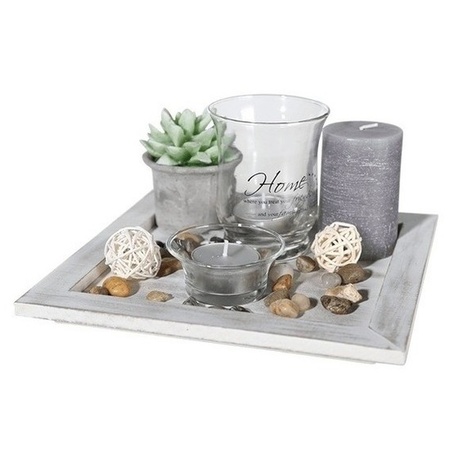 Home deco table tray with tea lights 20 cm