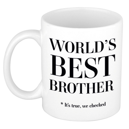 Worlds best brother cadeau koffiemok / theebeker wit 330 ml - Cadeau mokken