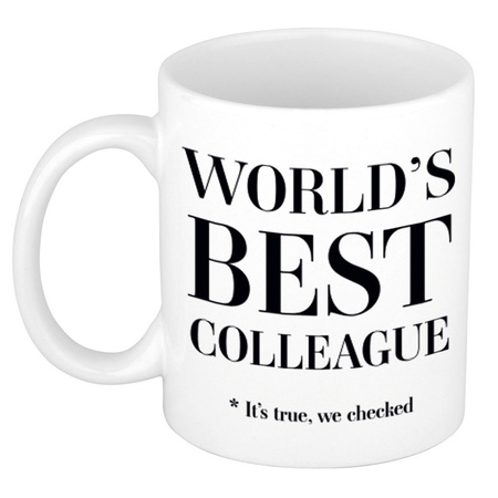 Worlds best colleague cadeau koffiemok / theebeker wit 330 ml - Cadeau mokken
