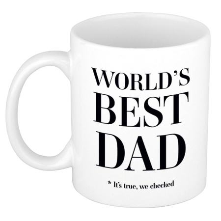 Worlds best dad cadeau koffiemok / theebeker wit 330 ml - Cadeau mokken / Vaderdag
