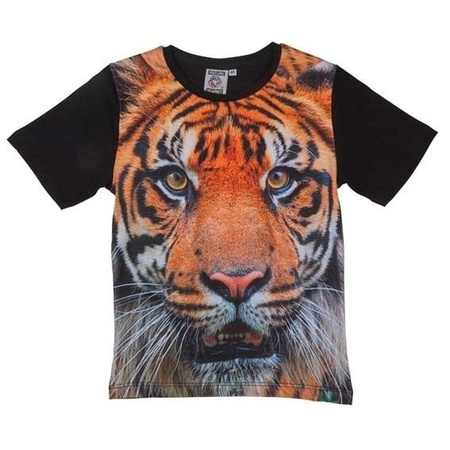 Zwart t-shirt met tijger voor kinderen