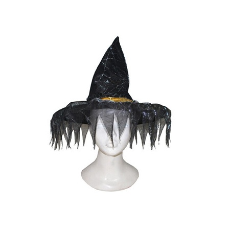 Black witches hat with fringes