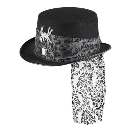 Zwarte hoed met glitter spin voor dames